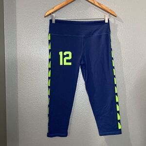 Twin Vision Fashion Blue Leggings Seattle Seahawks Capri Cropped Length